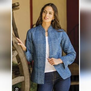 100% Cotton Quilted Jacket By Novica Medium